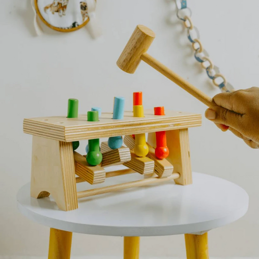 Wooden Hammering & Peg Pounding Bench Toy