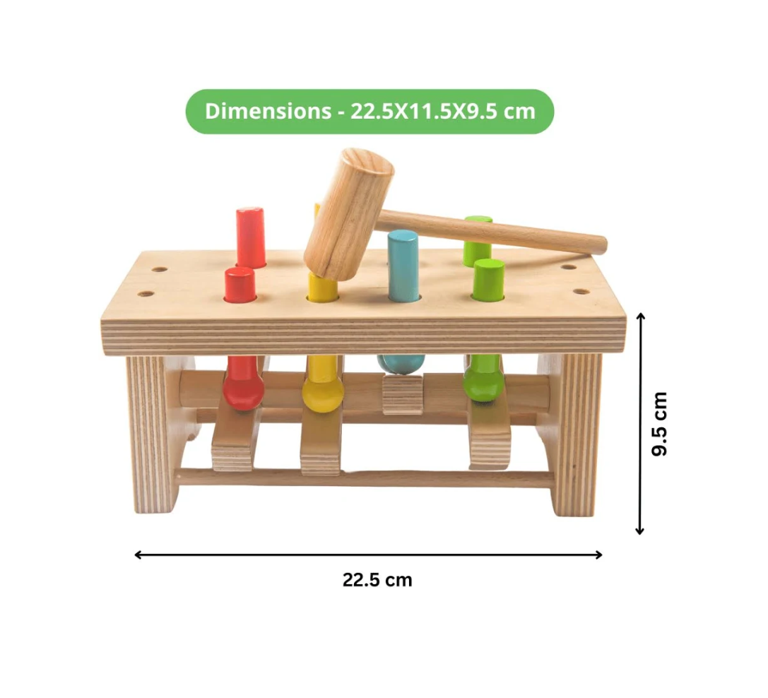 Wooden Hammering & Peg Pounding Bench Toy