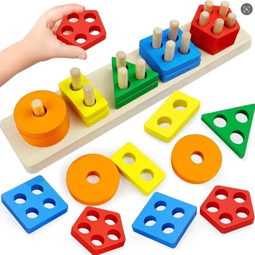Wooden Shape & Color Sorting Board