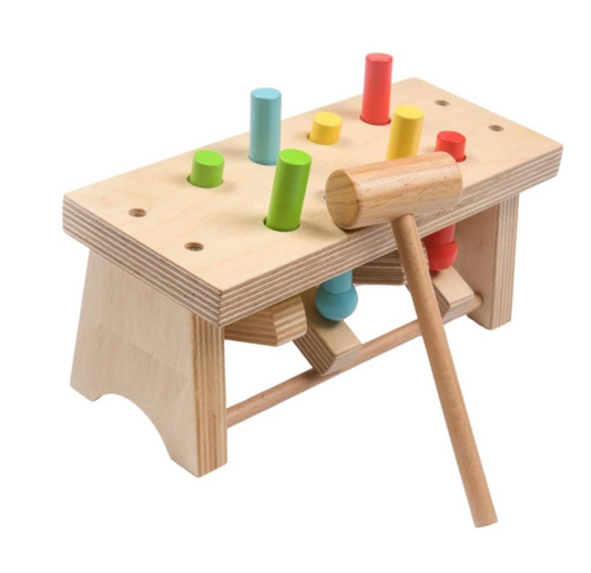 Wooden Hammering & Peg Pounding Bench Toy