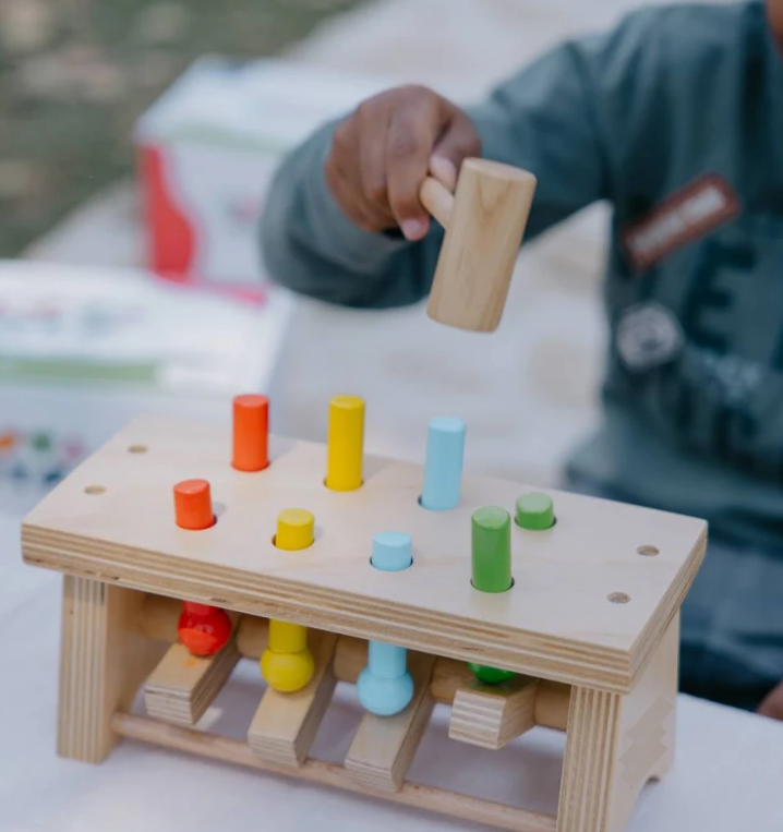 Wooden Hammering & Peg Pounding Bench Toy